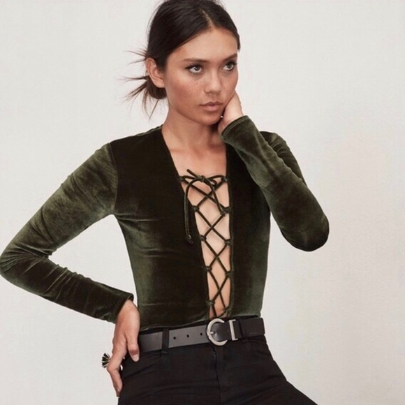 Reformation Avalon Bodysuit - Green - Size S - Picture 1 of 3